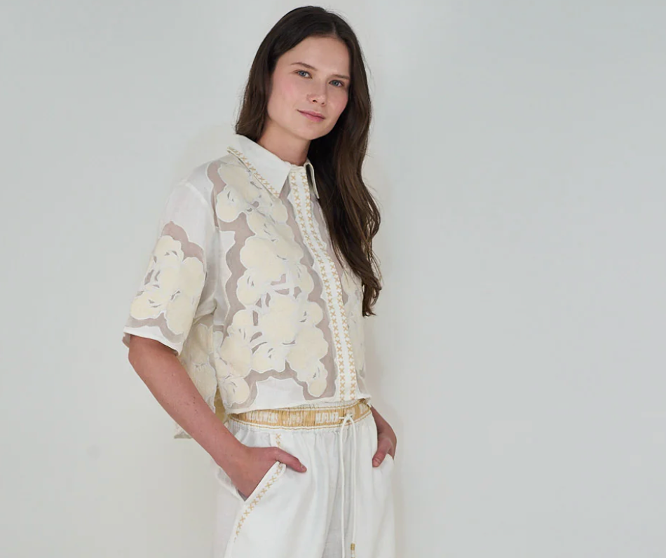 Short Shirt Wild Flower White