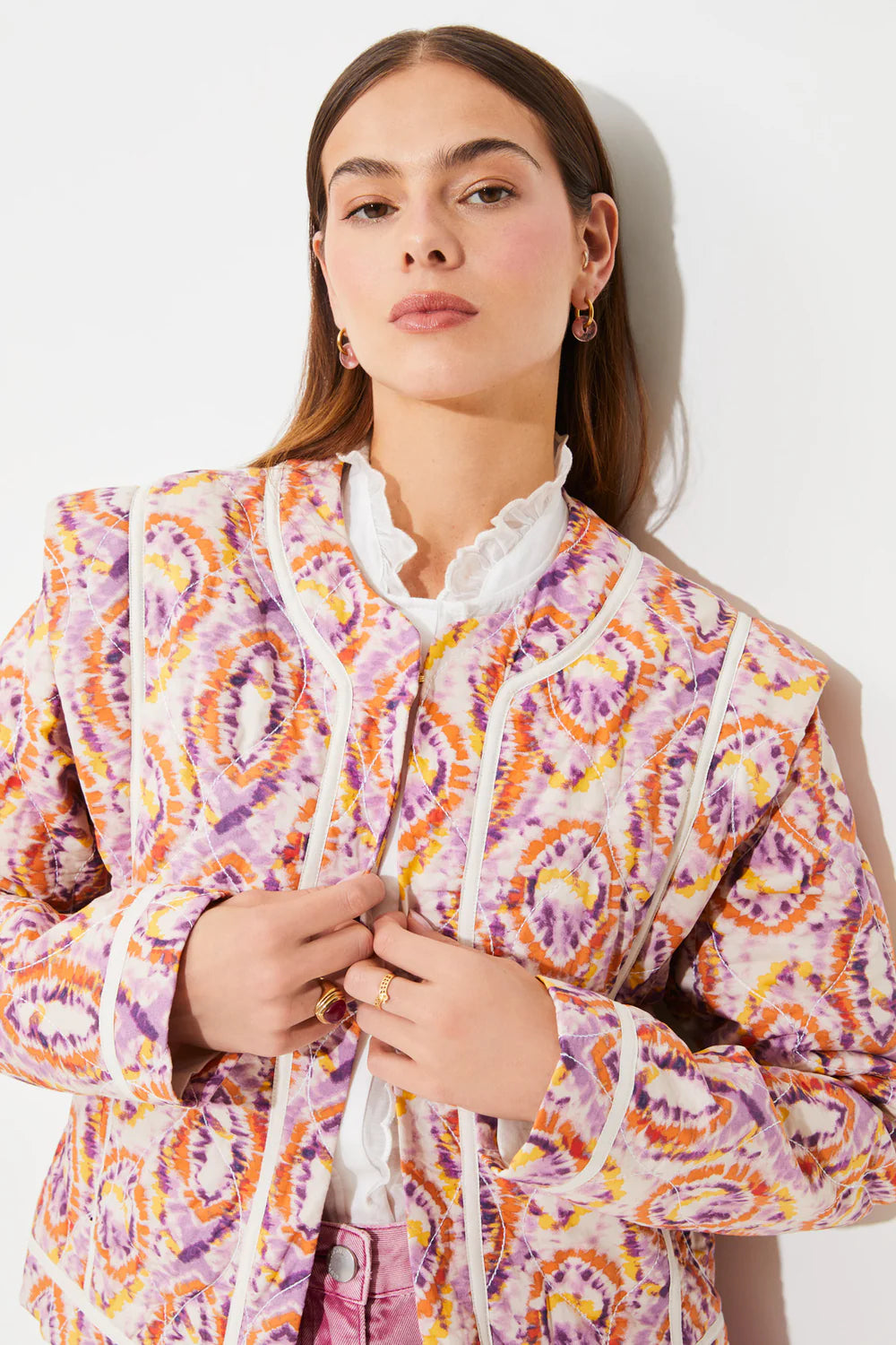 Suncoo Short Arabesque Print Jacket