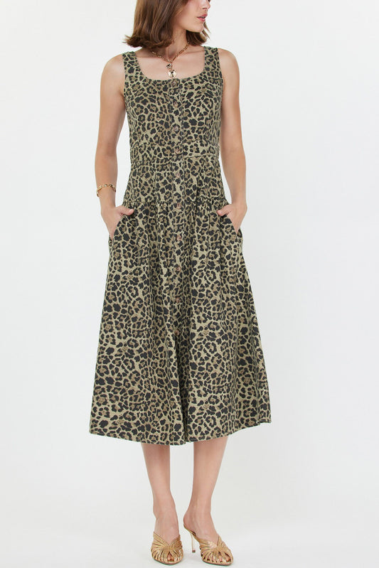 Button Front Midi Dress