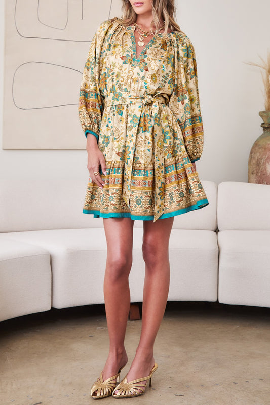 Mini Dress With Elasticized Cuffs