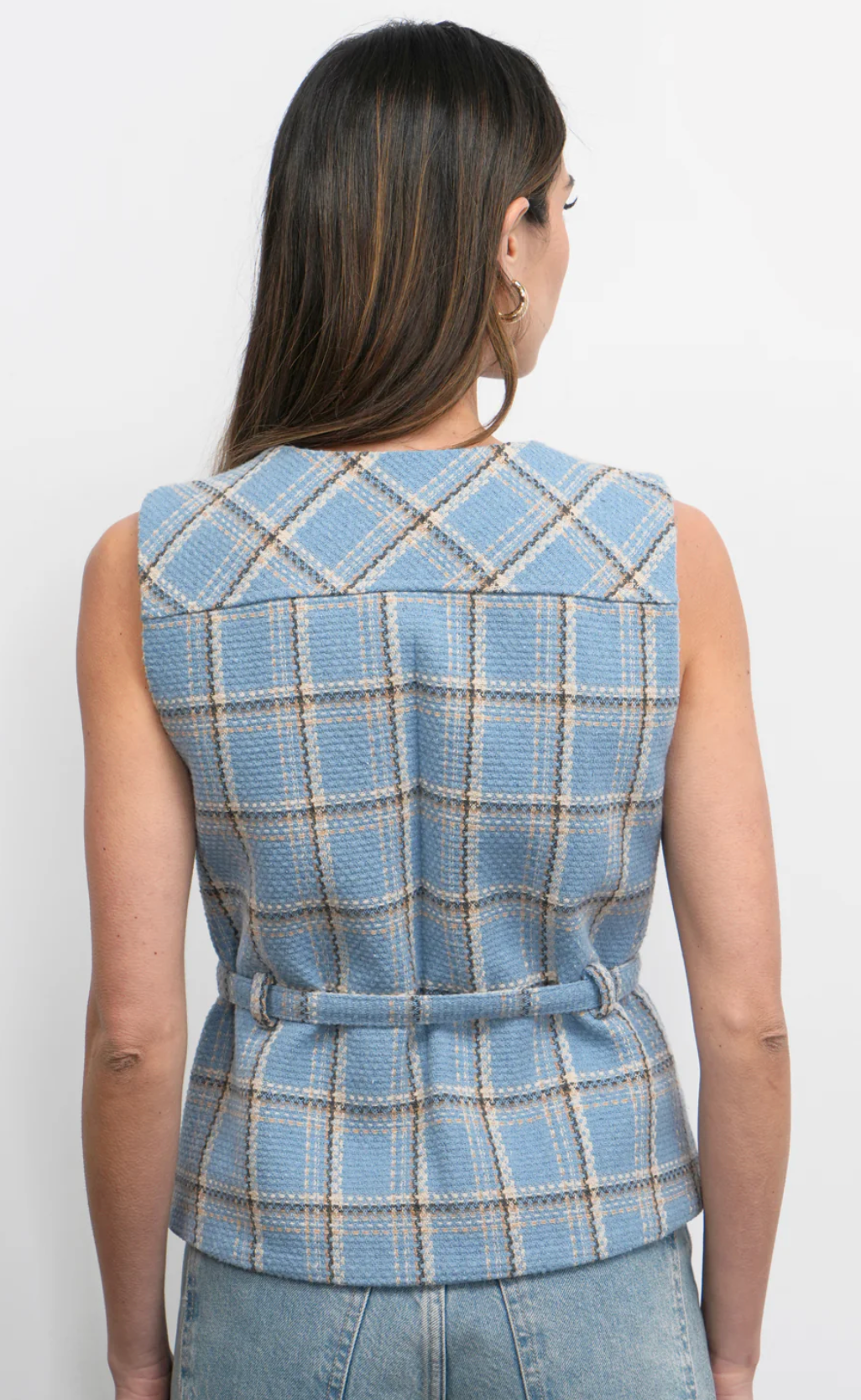 Sloane Belted Plaid Vest