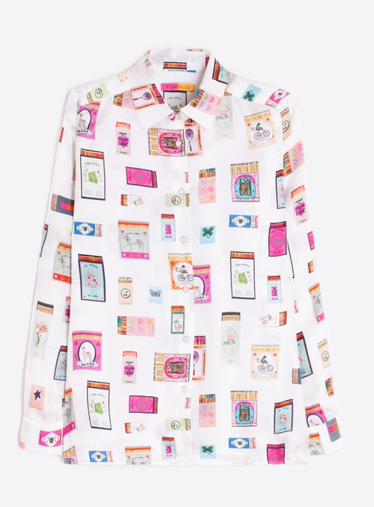 Shirt Tea Raya Rosa Seda Print