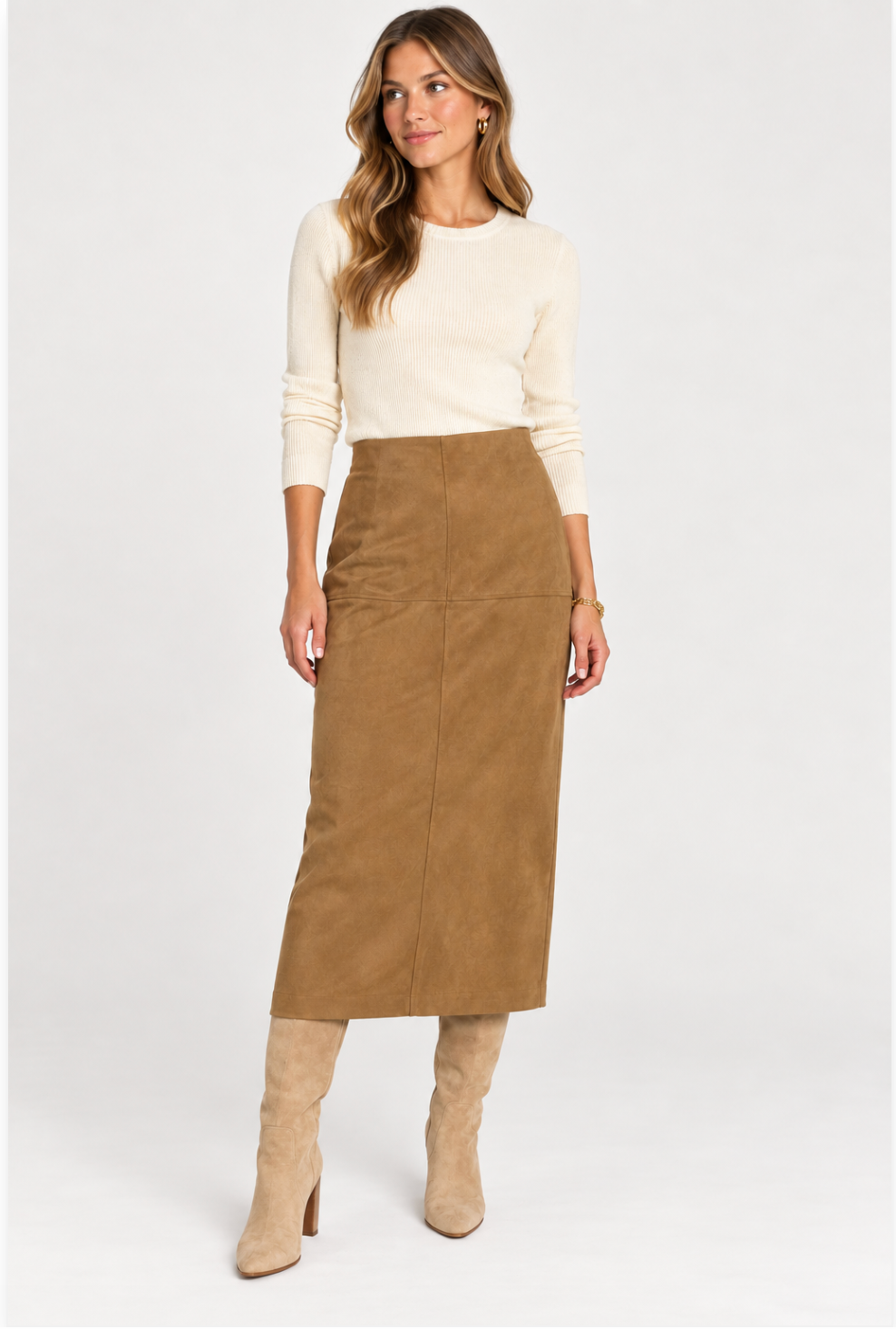 Jameson Faux Suede Midi Skirt