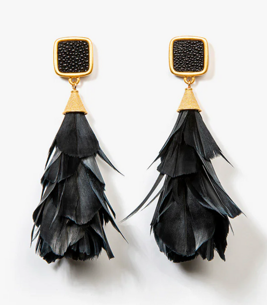 Parades Statement Earrings-Stingray Inlaid