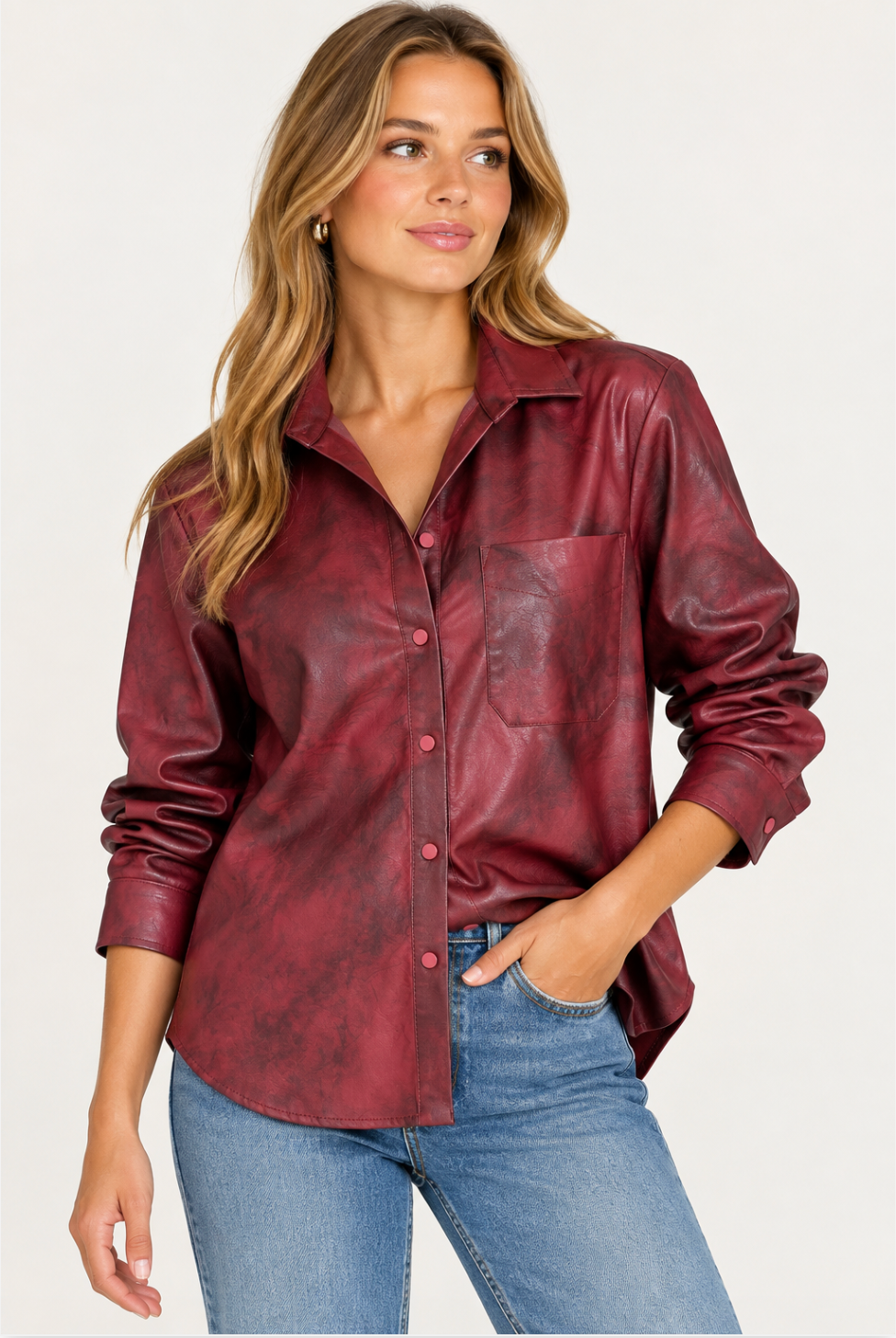 Elliott Lauren Faux Leather Button Up