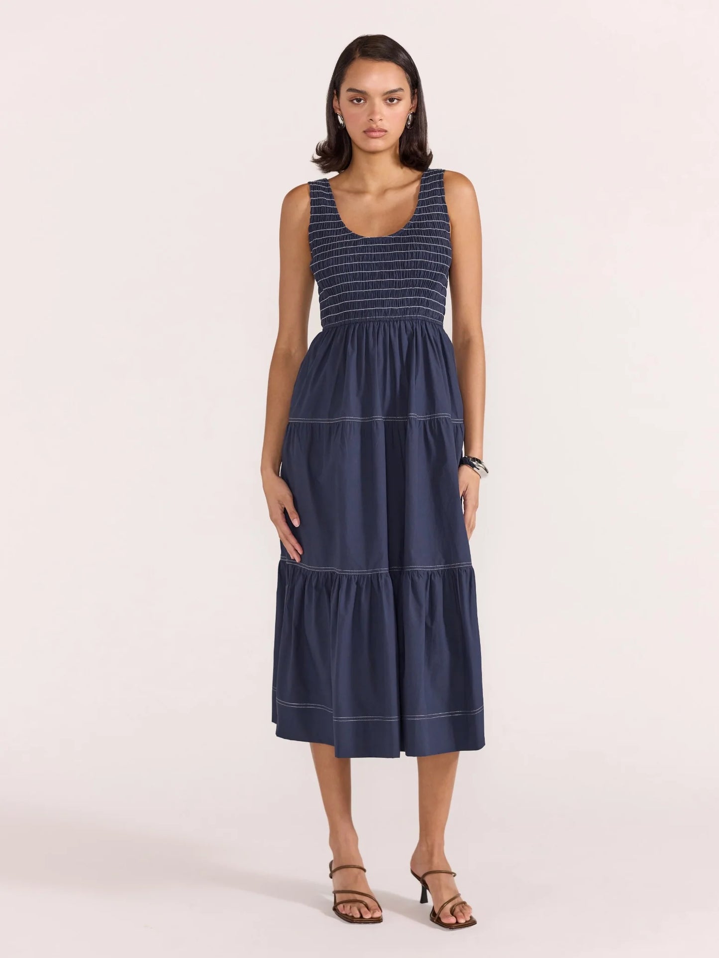 Asta Shirred Midi Dress
