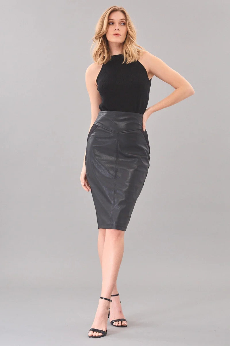 Black Leather Pencil Skirt