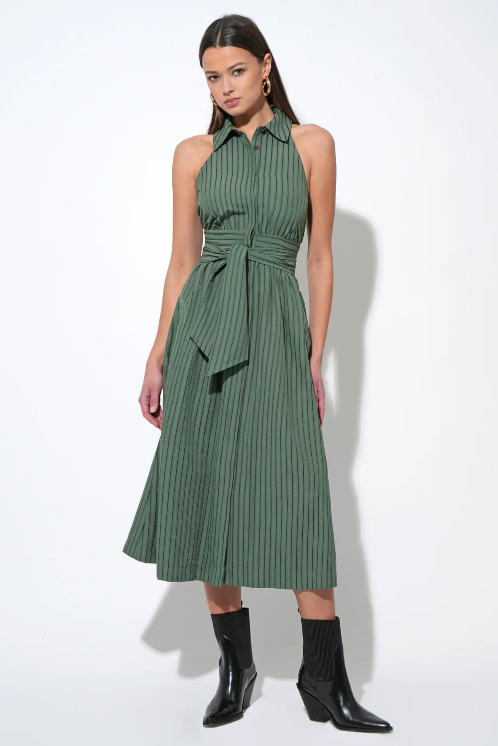 Rosa Flutter Halter Collared Dress