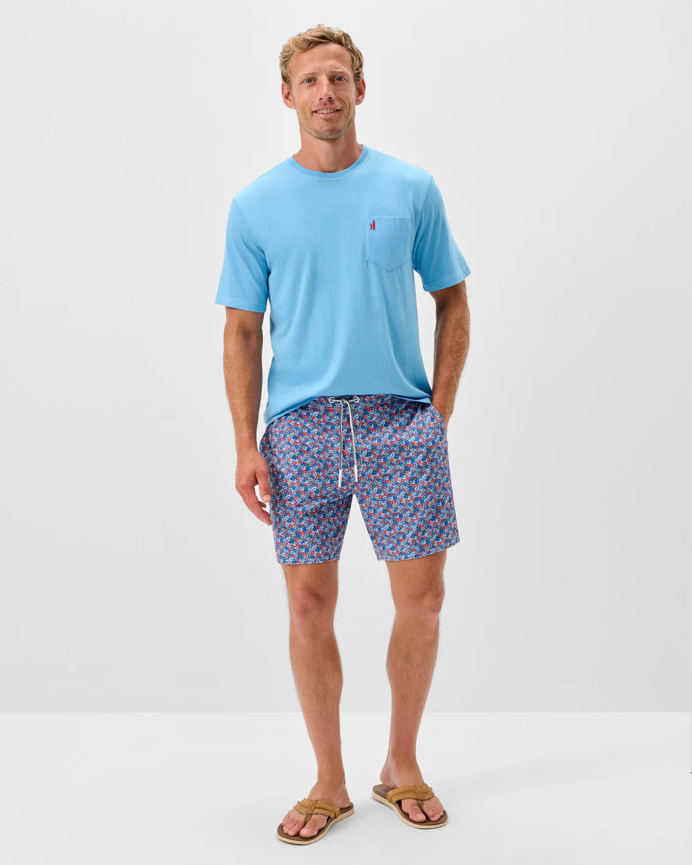 Half Elastic 7" Swim Trunks in Freesia
