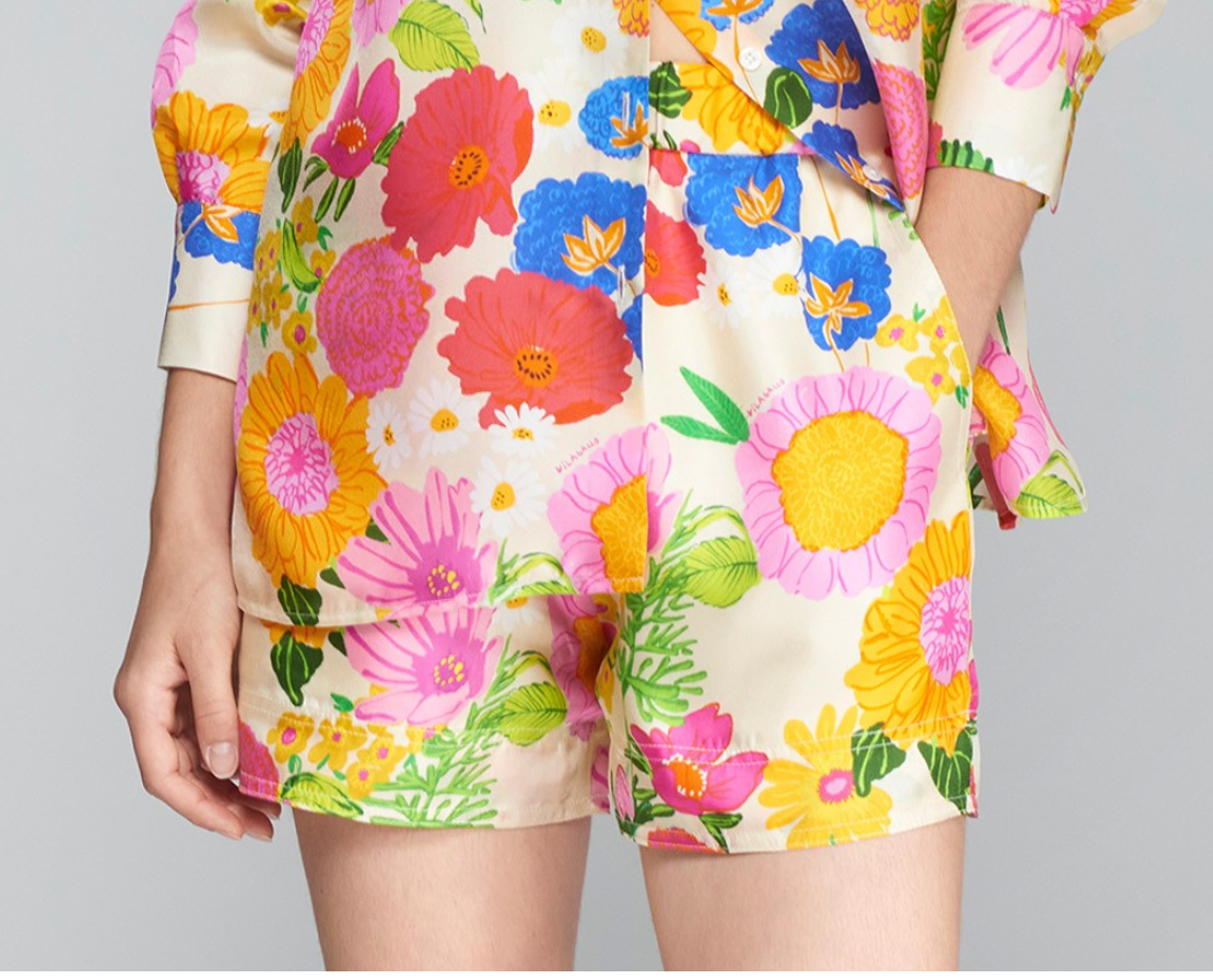 Fiammentta Flor Seda Shorts