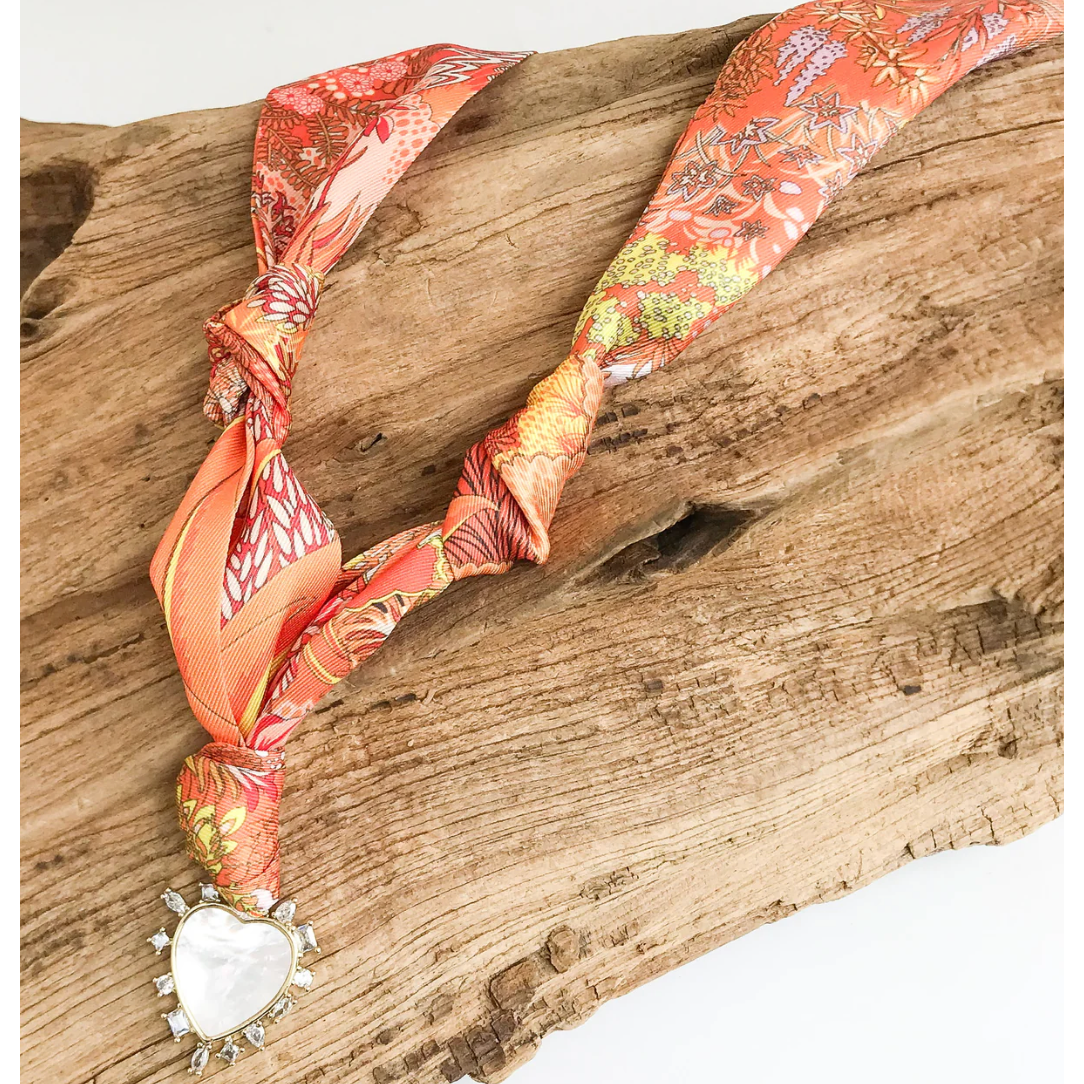 Abstract CZ Heart on Scarf