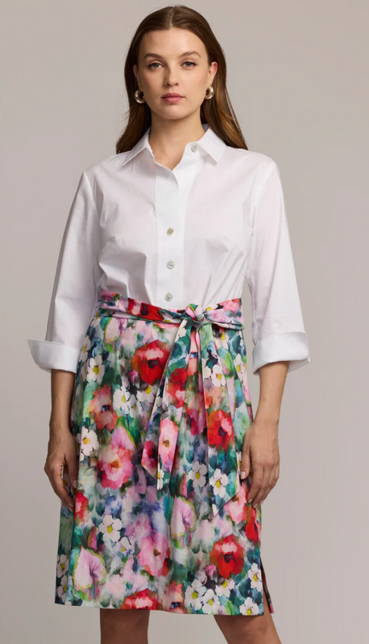 Charlotte 3/4 Sleeve Watercolor Garden Combo Dress