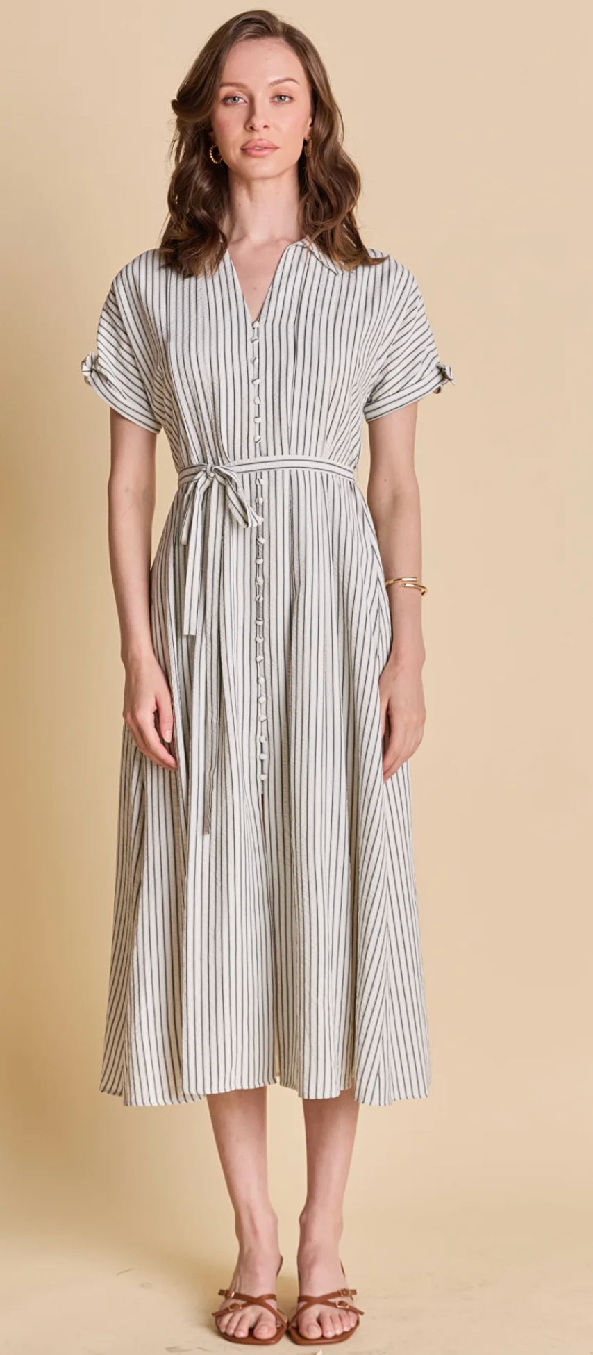 Striped Midi Shirt Dress Striped Midi Shirt Dress