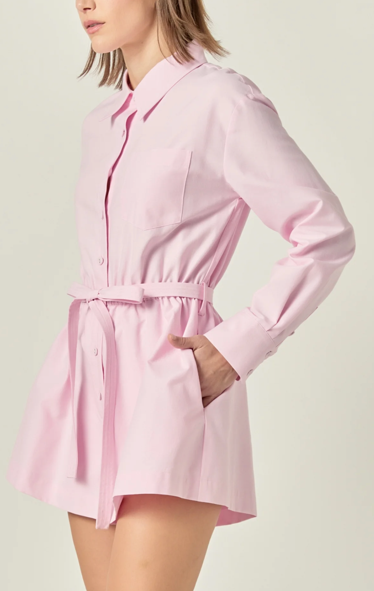 Button Down Belted Romper