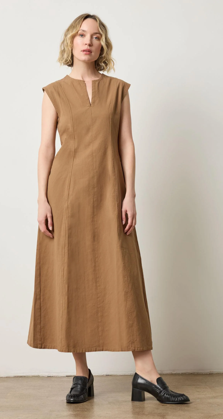 Twill Princess Seam Maxi Dress