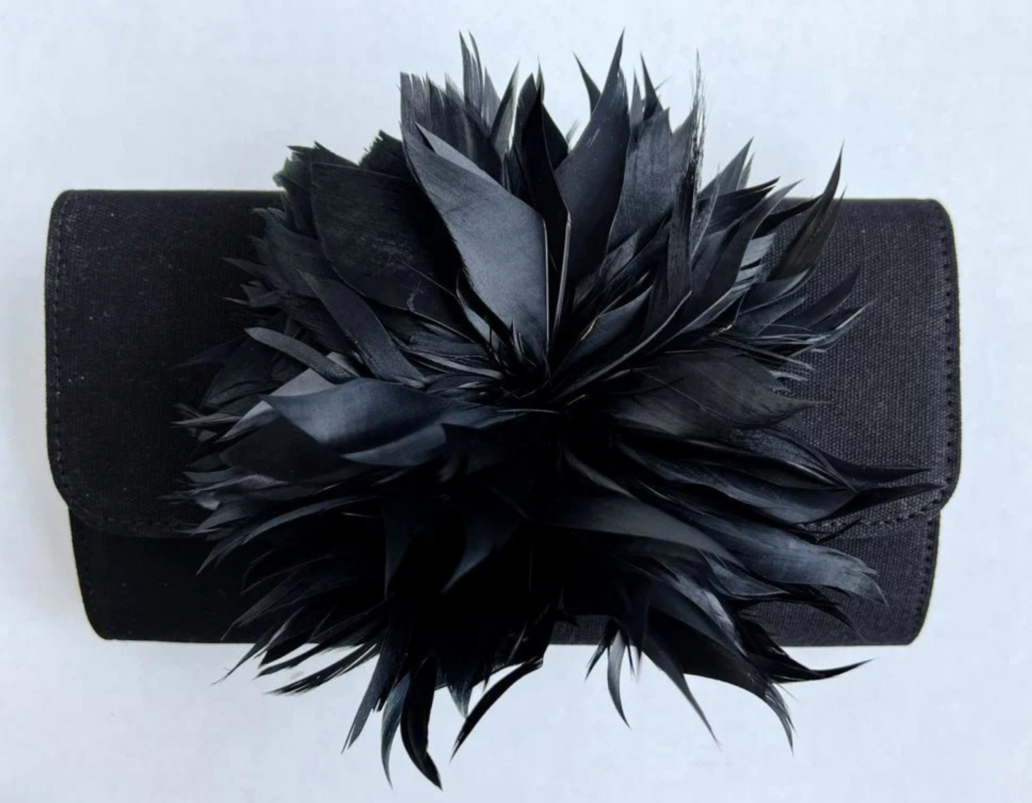 Avery Clutch-Black-Black Feather