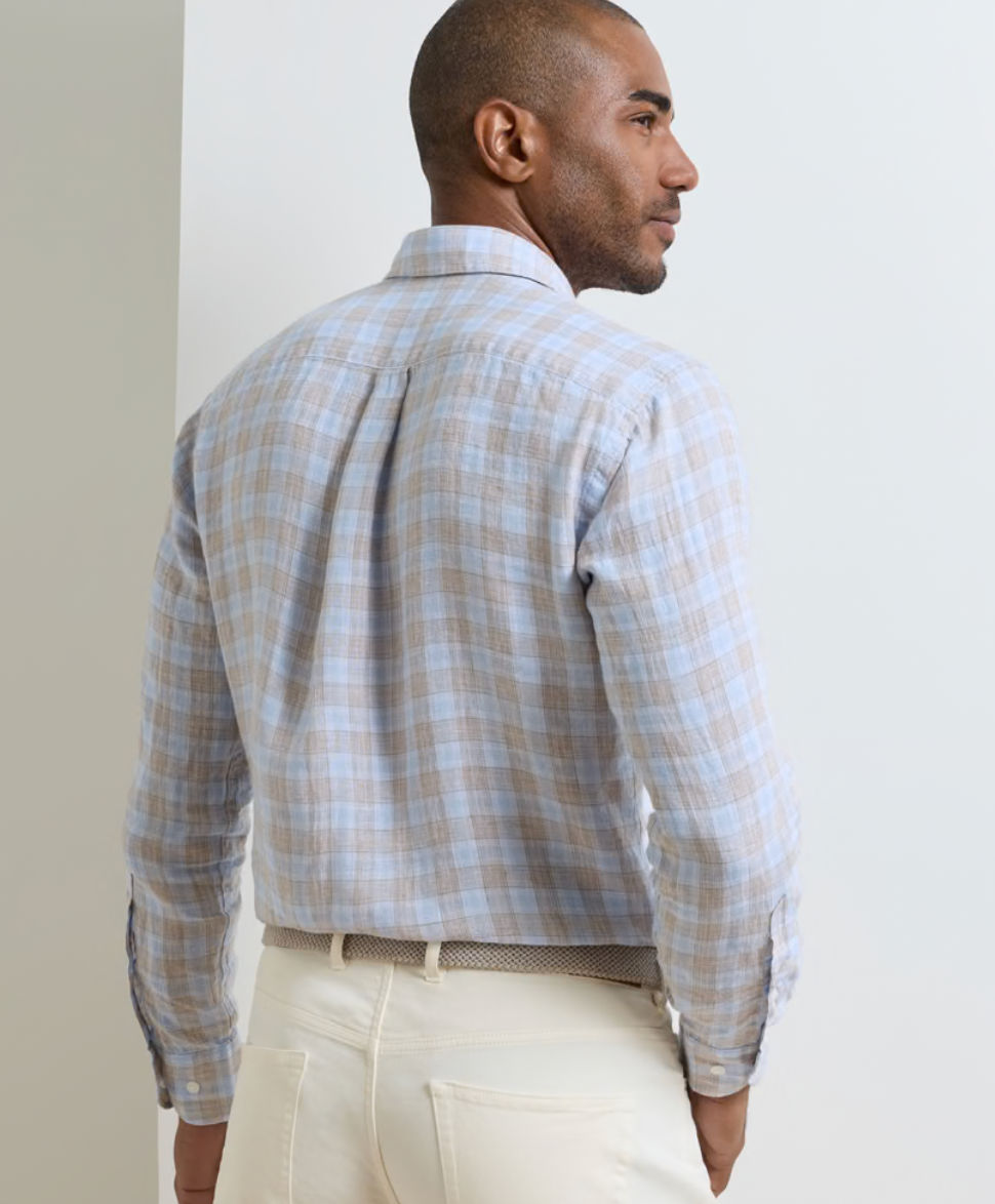 Milo Linen Sport Shirt in Cloudy Blue