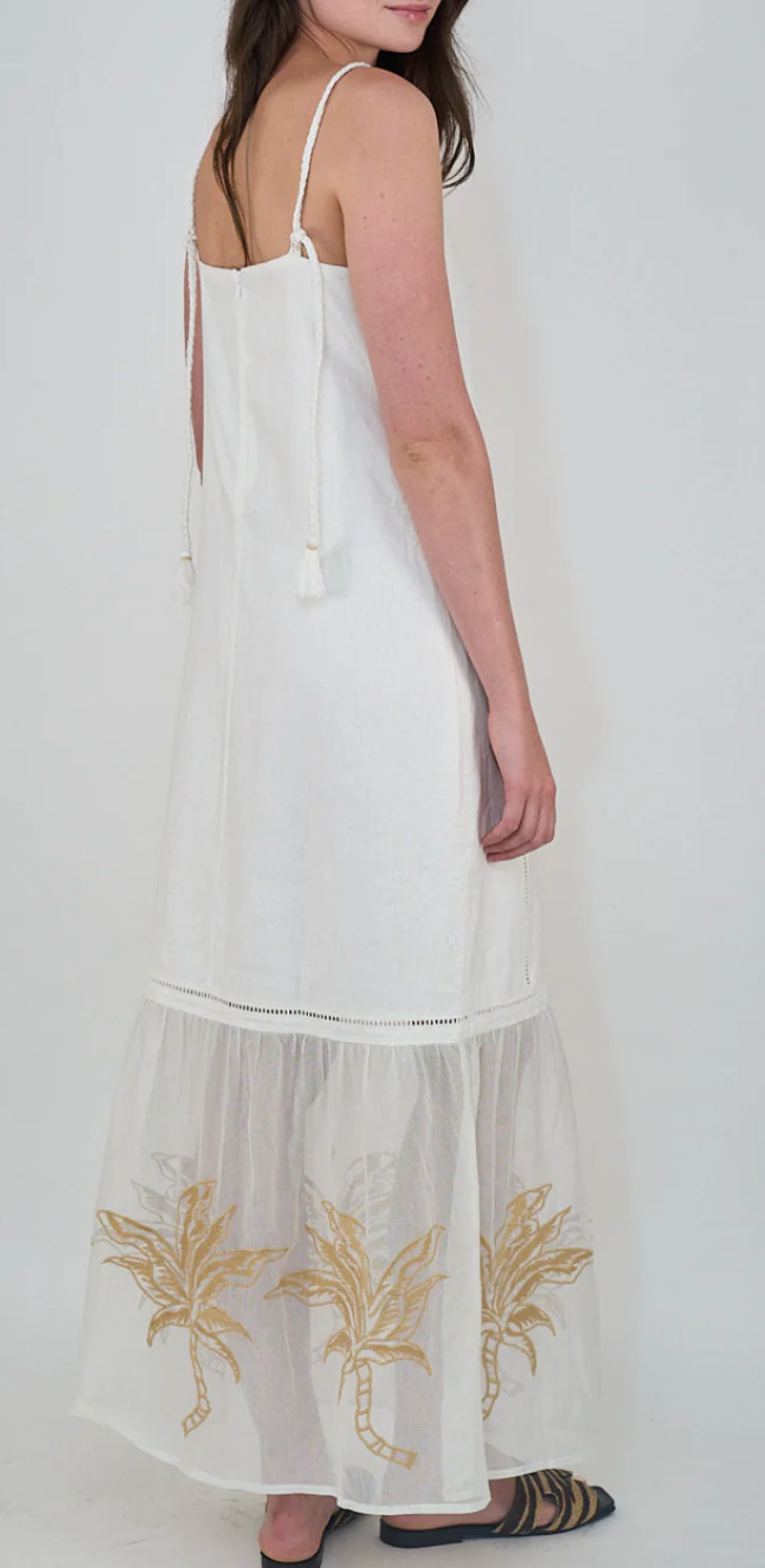 Bali Dress in Tiger Palms White