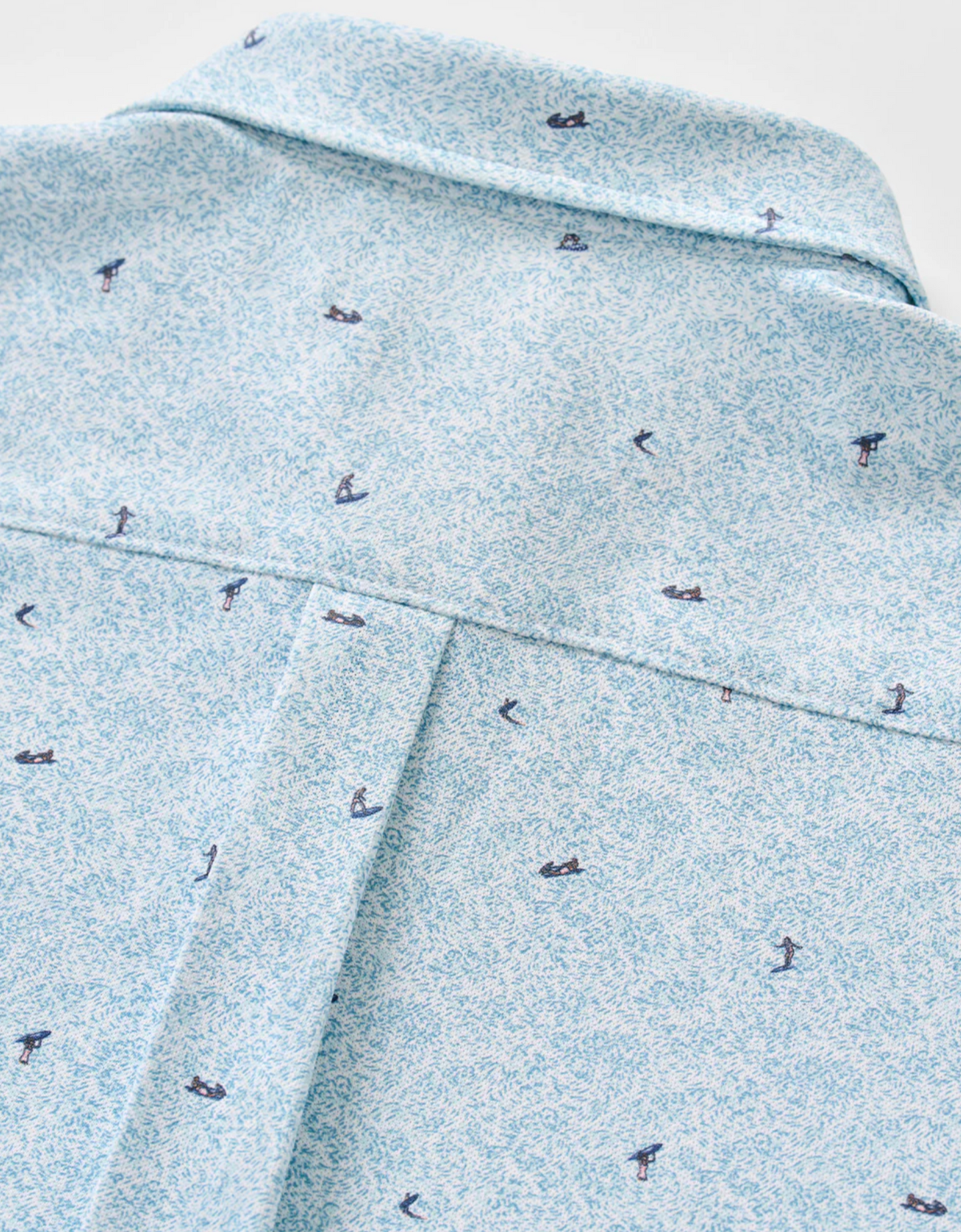Printed Mesh Short Sleeve Button Down Shirt-Rowing Printed Knit