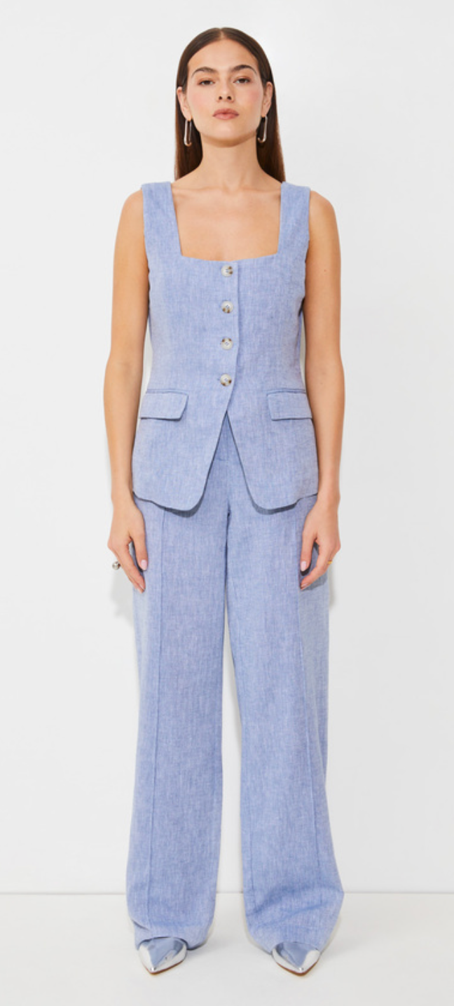 Suncoo Joana Cotton Linen Wide Leg Pants