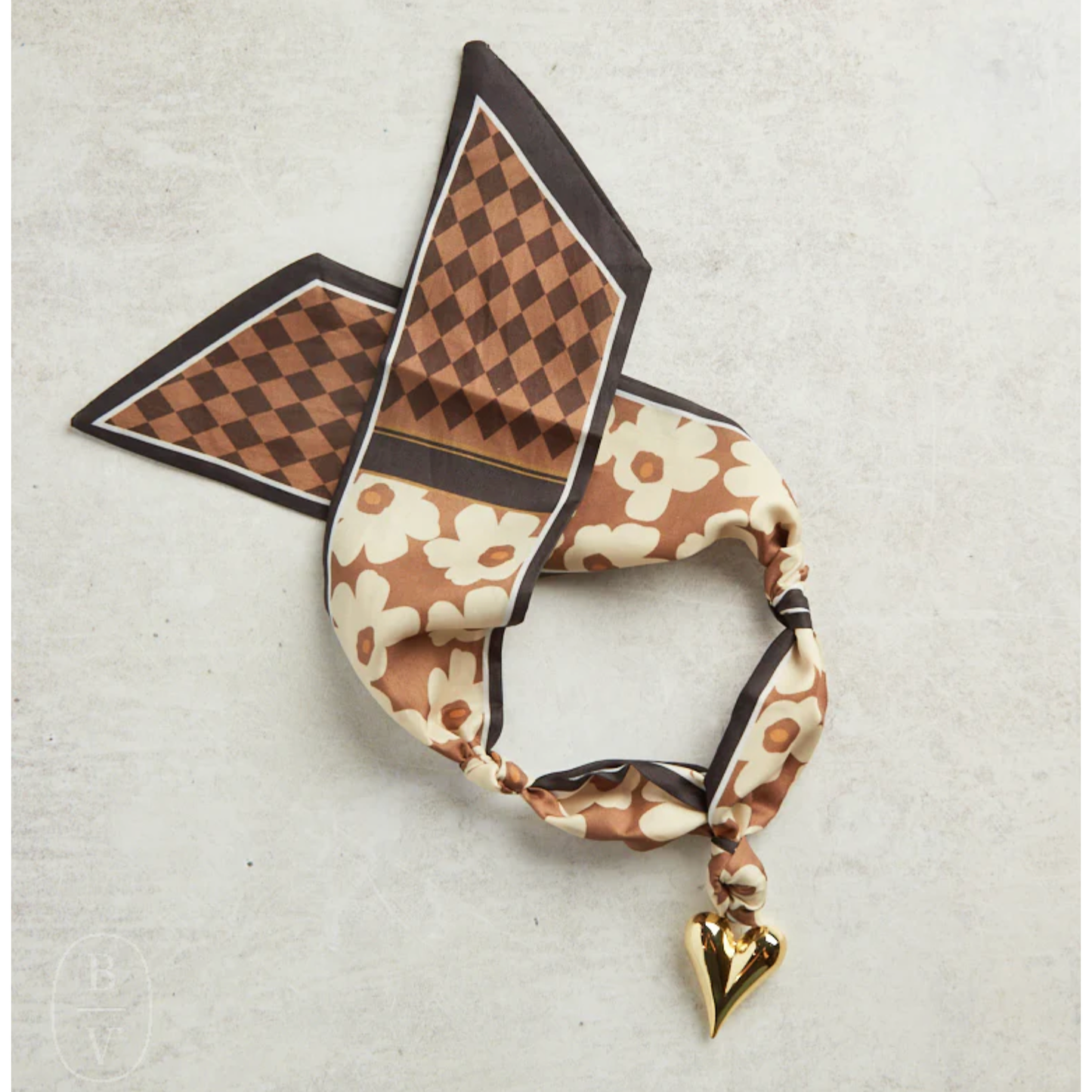 Puff Heart on Scarf Necklace