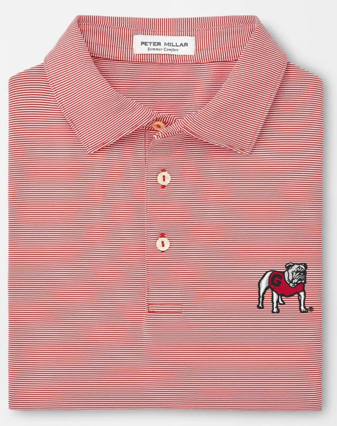 Georgia Standing Bulldog Jubilee Stripe Performance Polo
