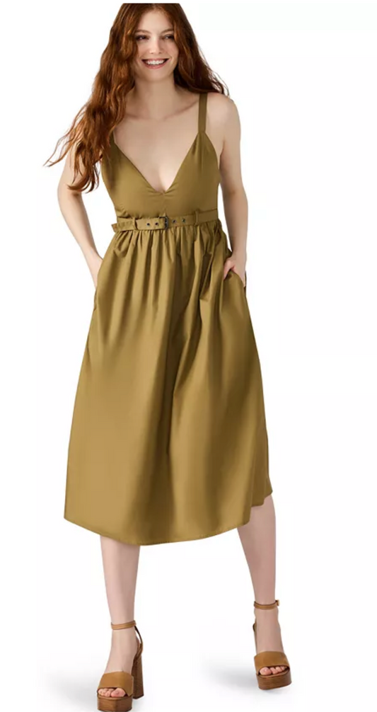 Juno Belted V-Neck Midi Dress