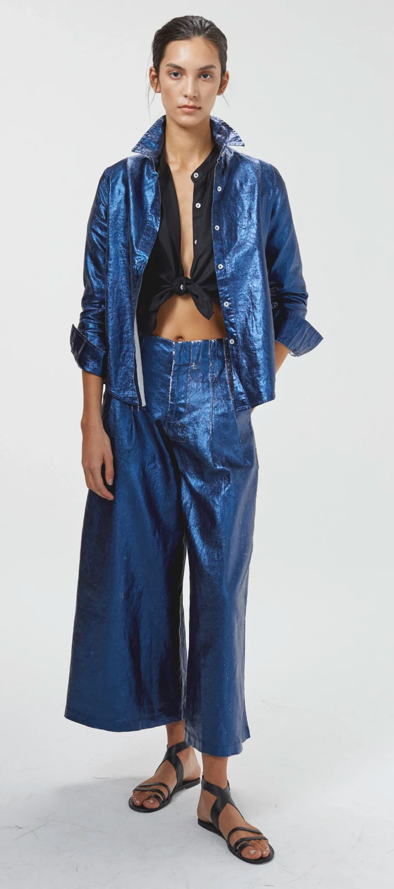 Culotte Metallic Linen Pants