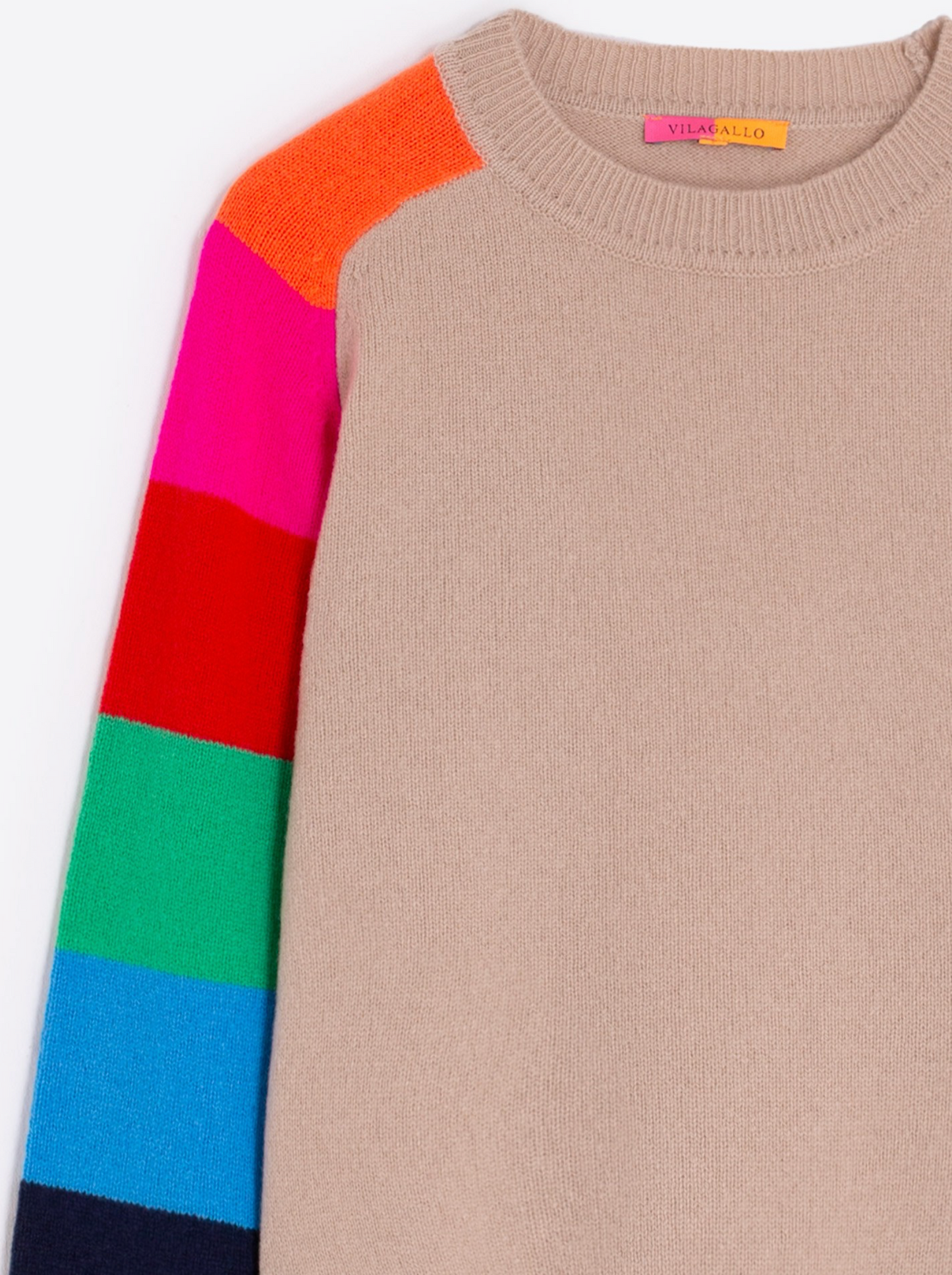 Knitwear Jersey Manga Rayas Beige Multicolor
