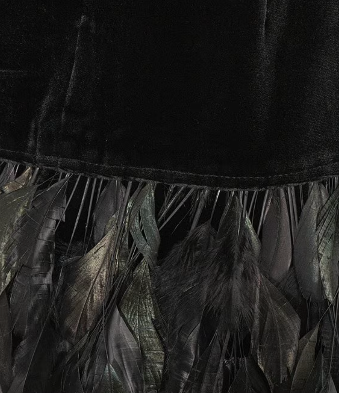 Collette Mock Neck Sleeveless Feather Hem Dress