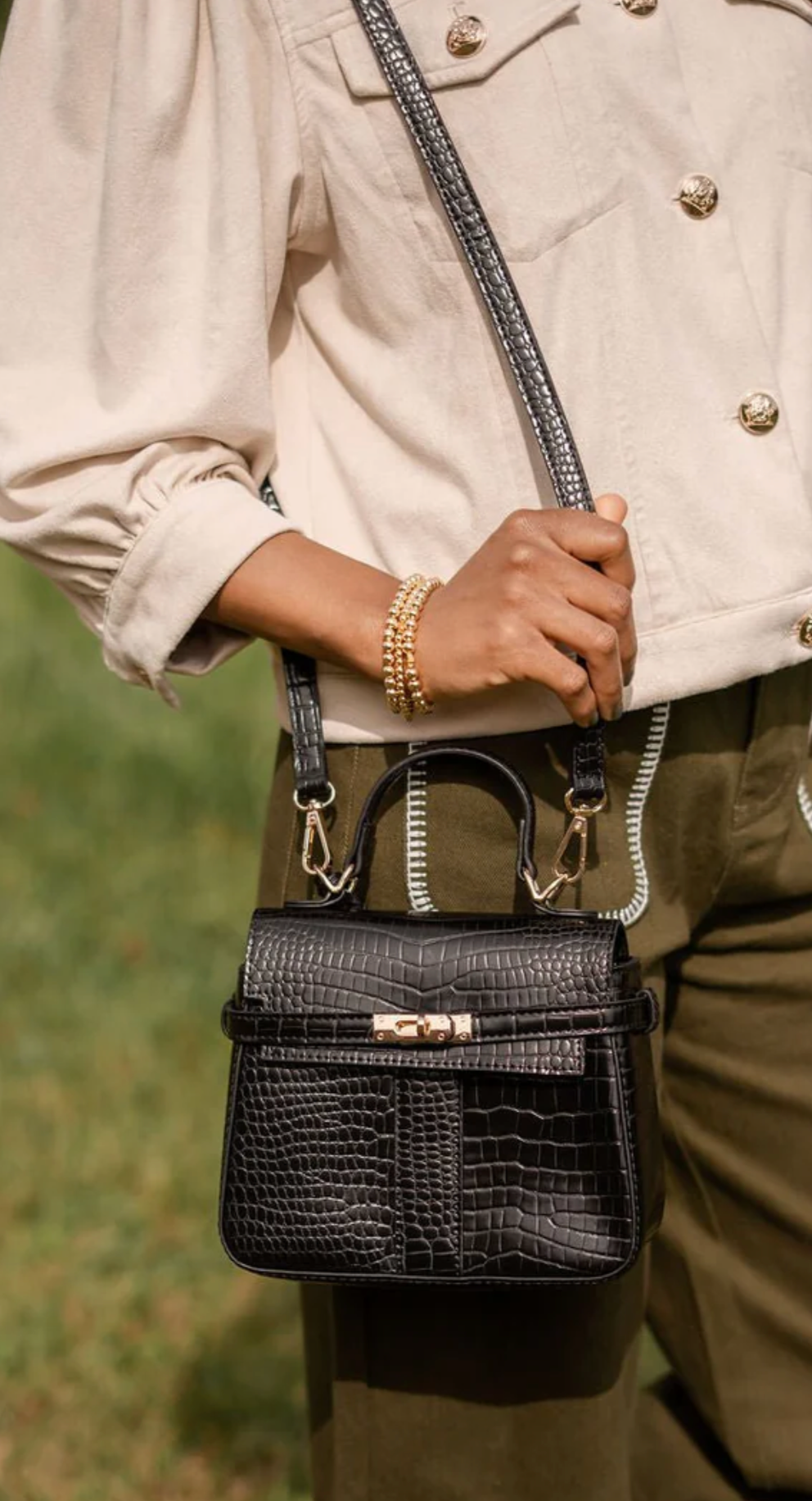 Celine Black Croc Handbag