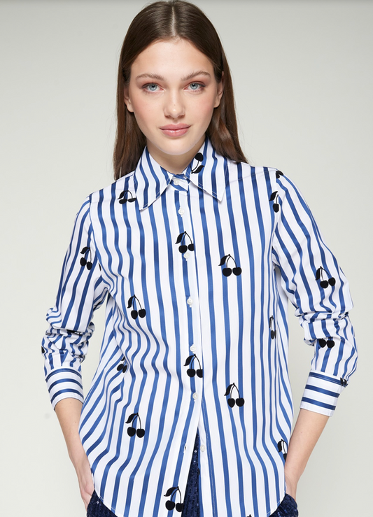 Shirt Mafalda Flocado Azul Rayas