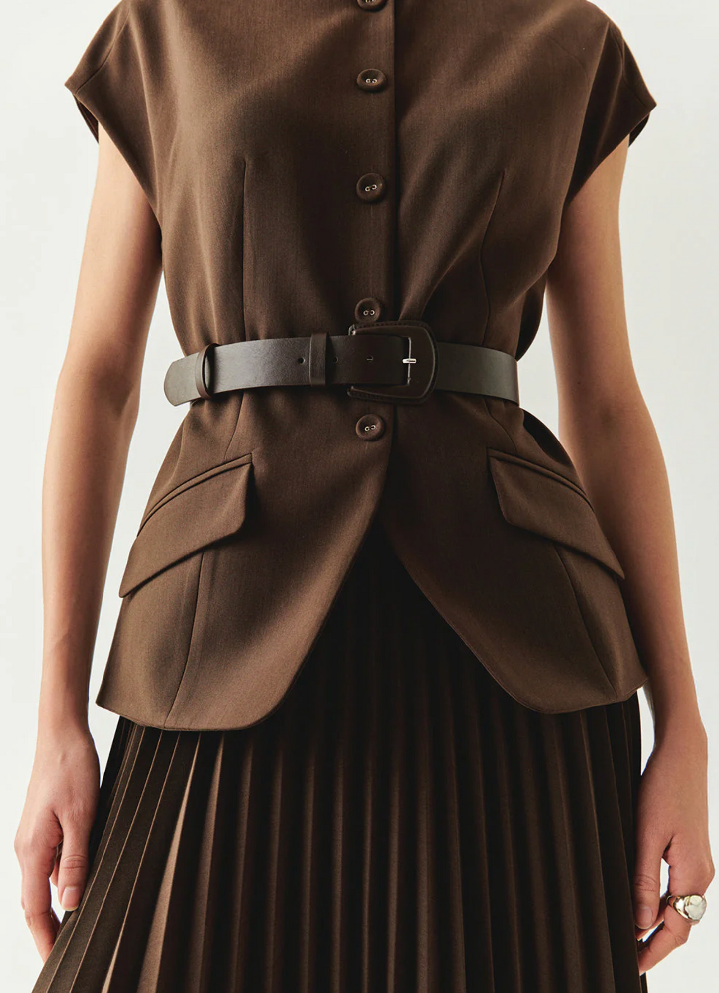 Jolie Sleeveless Pleated Dress