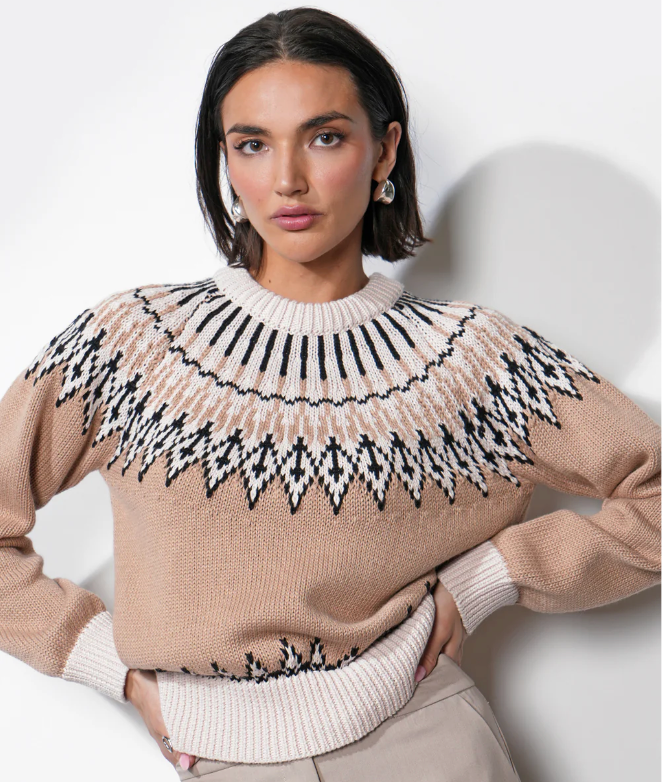 Karine Fair Isle Balloon Sleeve Sweater