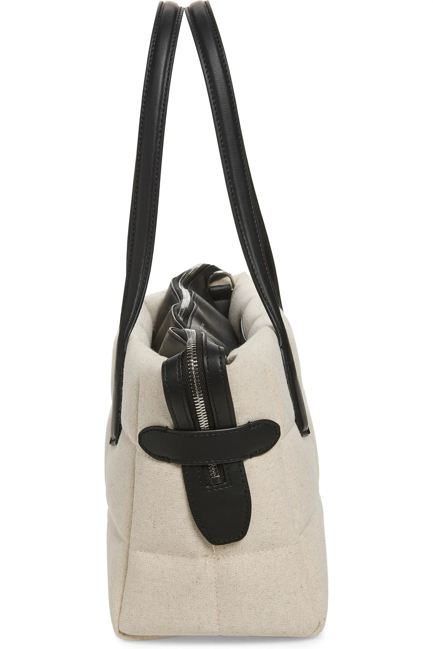 Tela Small Tote in Natural Canvas Black