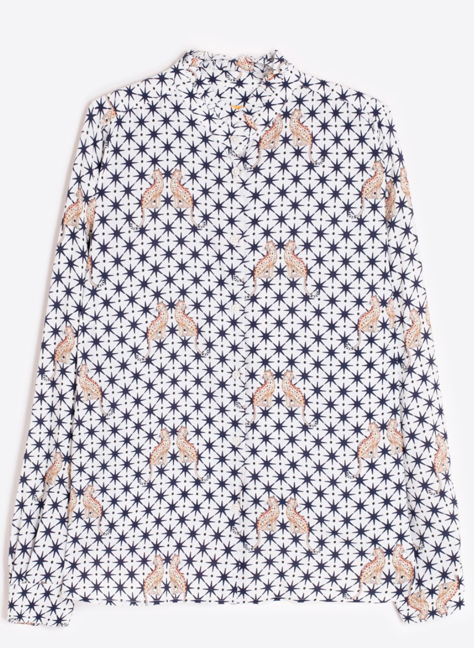 White Shirt With Leopard and Star Print