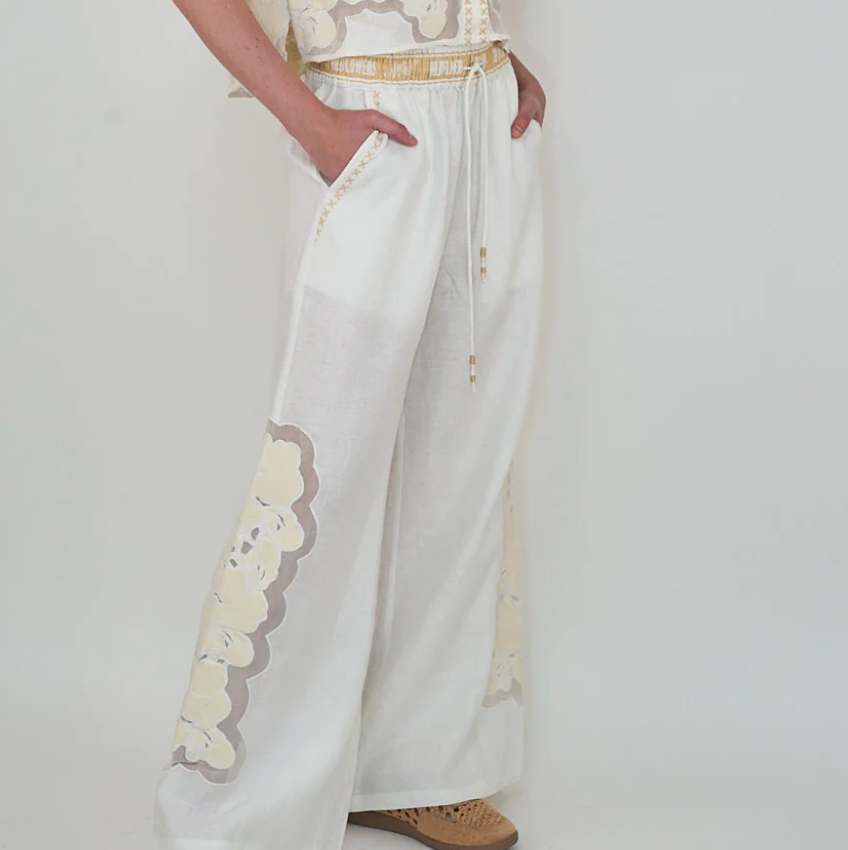 Pant Wild Flower White