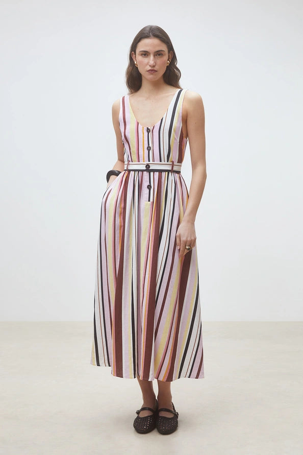 Carioca Dress in Long Flowing Stripes