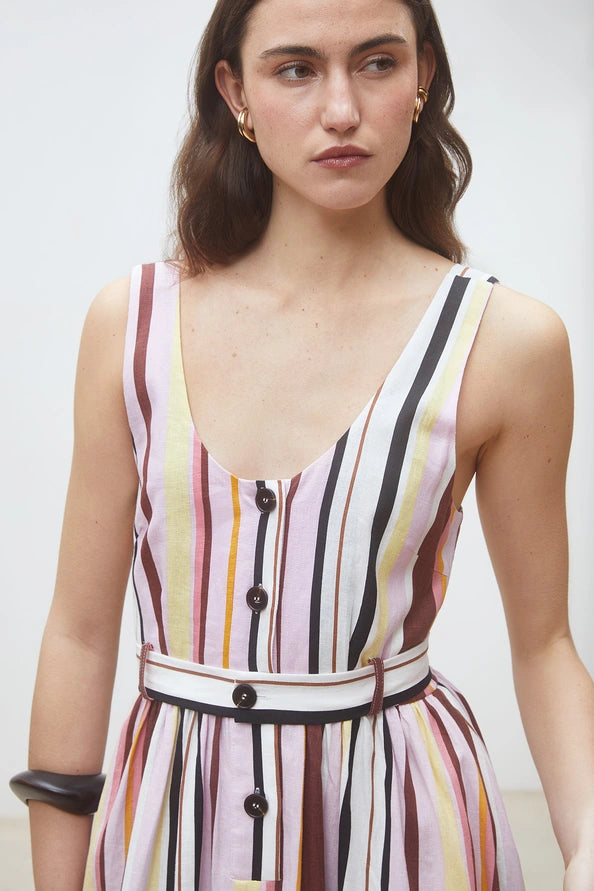 Carioca Dress in Long Flowing Stripes
