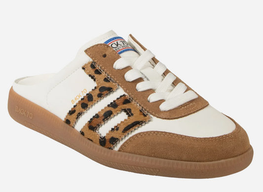 Easter in White Leopard Backless Sneakers