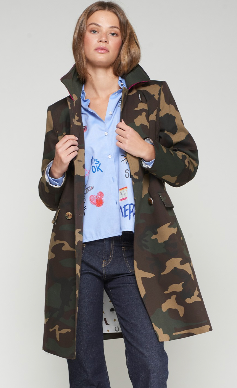 Camouflage Trench Coat