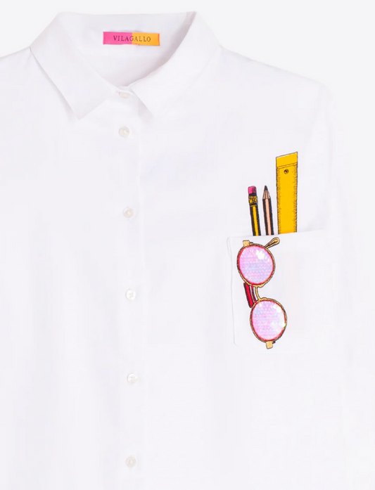 White Shirt With Embroidered Pocket