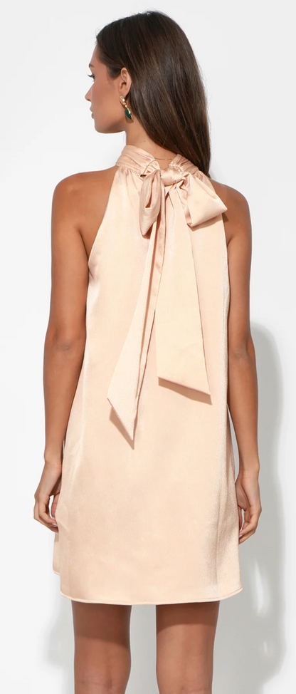 Eden Halter Neck Tie Large Floral Mini Dress in Floral Print