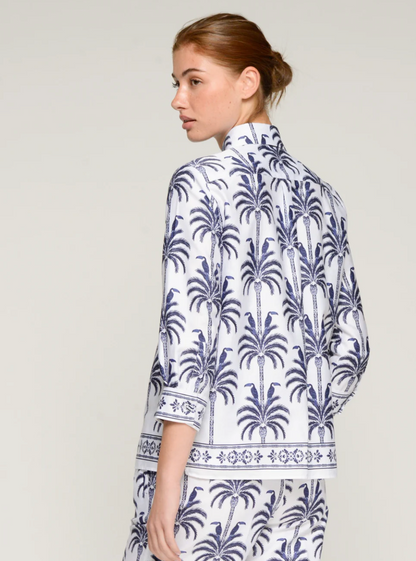 White Shirt With Toucans and Palm Trees