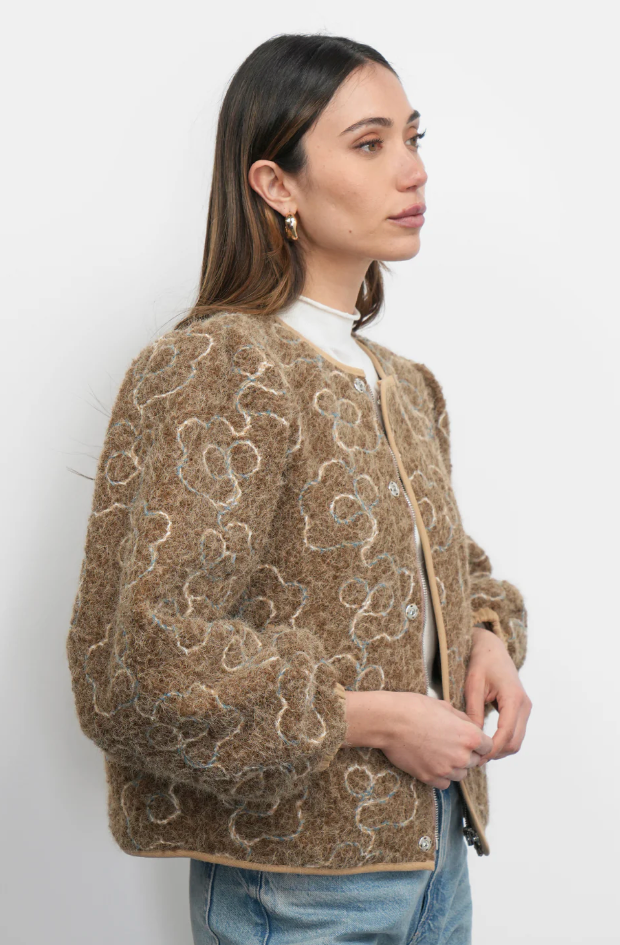 Harrison Embroidered Fuzzy Jacket