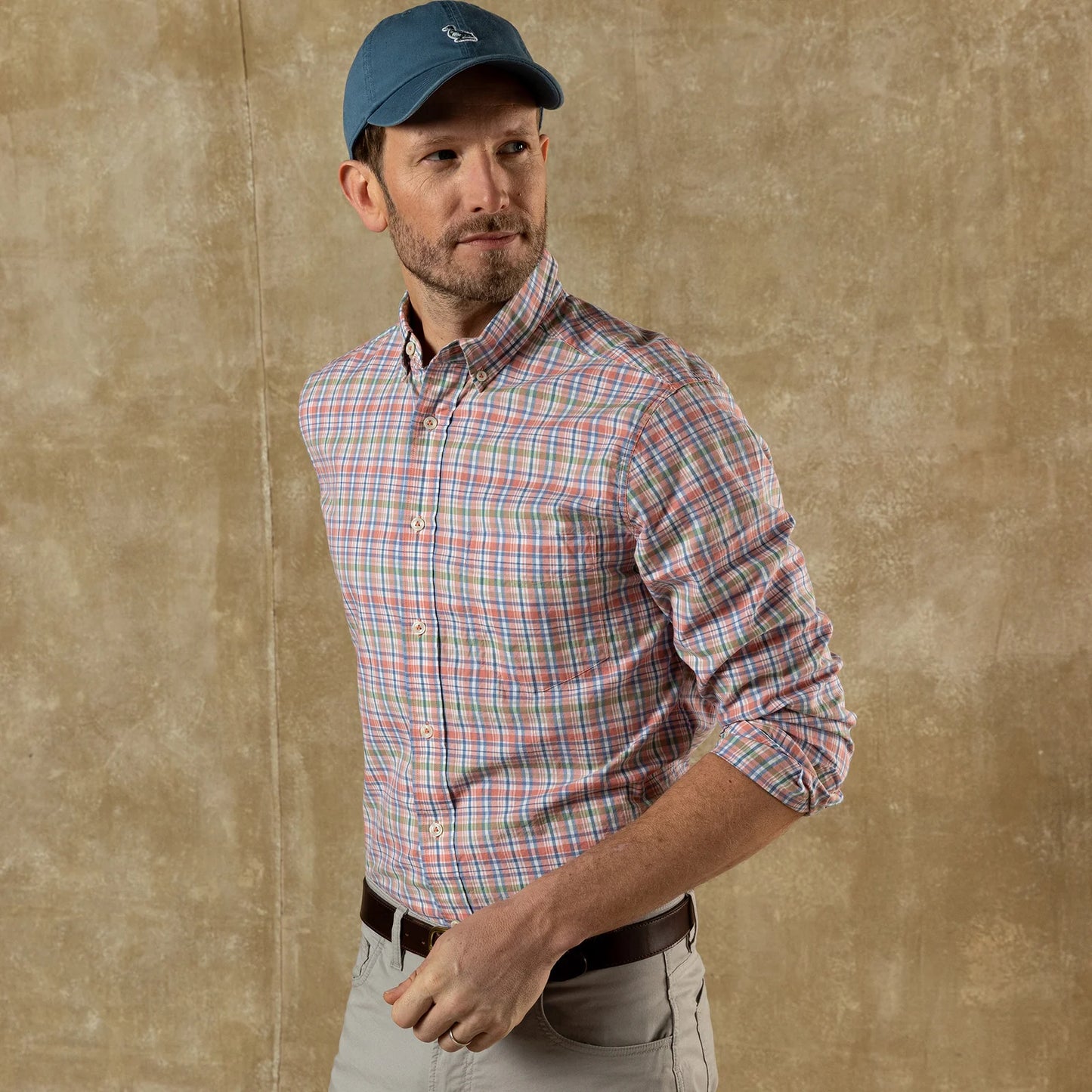 Cotton Twill Sport Shirt in Rosewood
