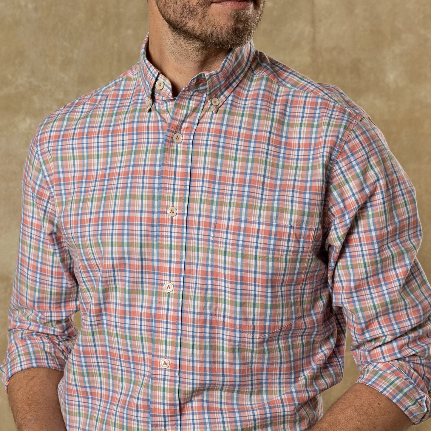 Cotton Twill Sport Shirt in Rosewood