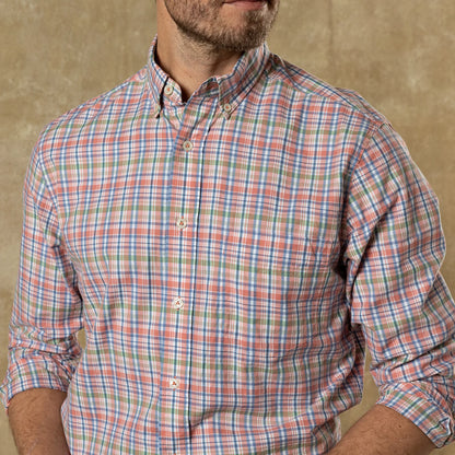 Cotton Twill Sport Shirt in Rosewood