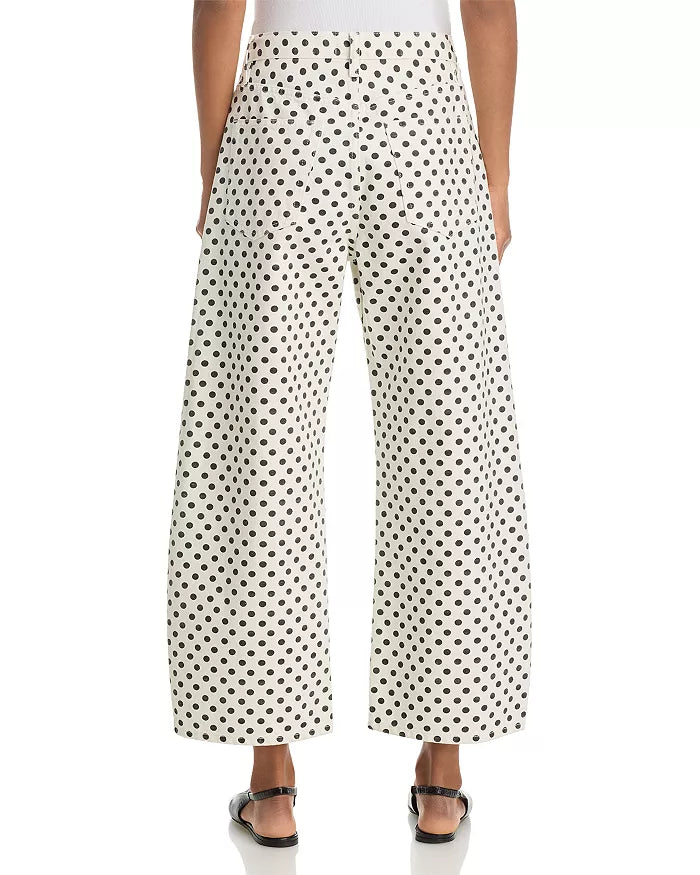 The Bow High Rise Crop Jeans in White Polka Dot