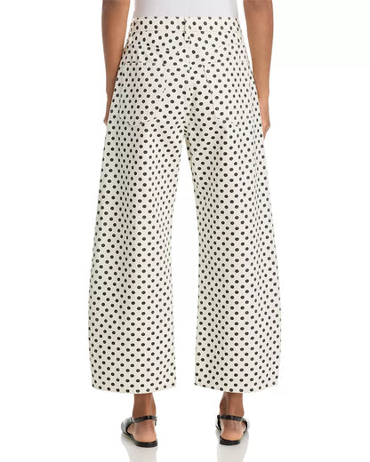 The Bow High Rise Crop Jeans in White Polka Dot